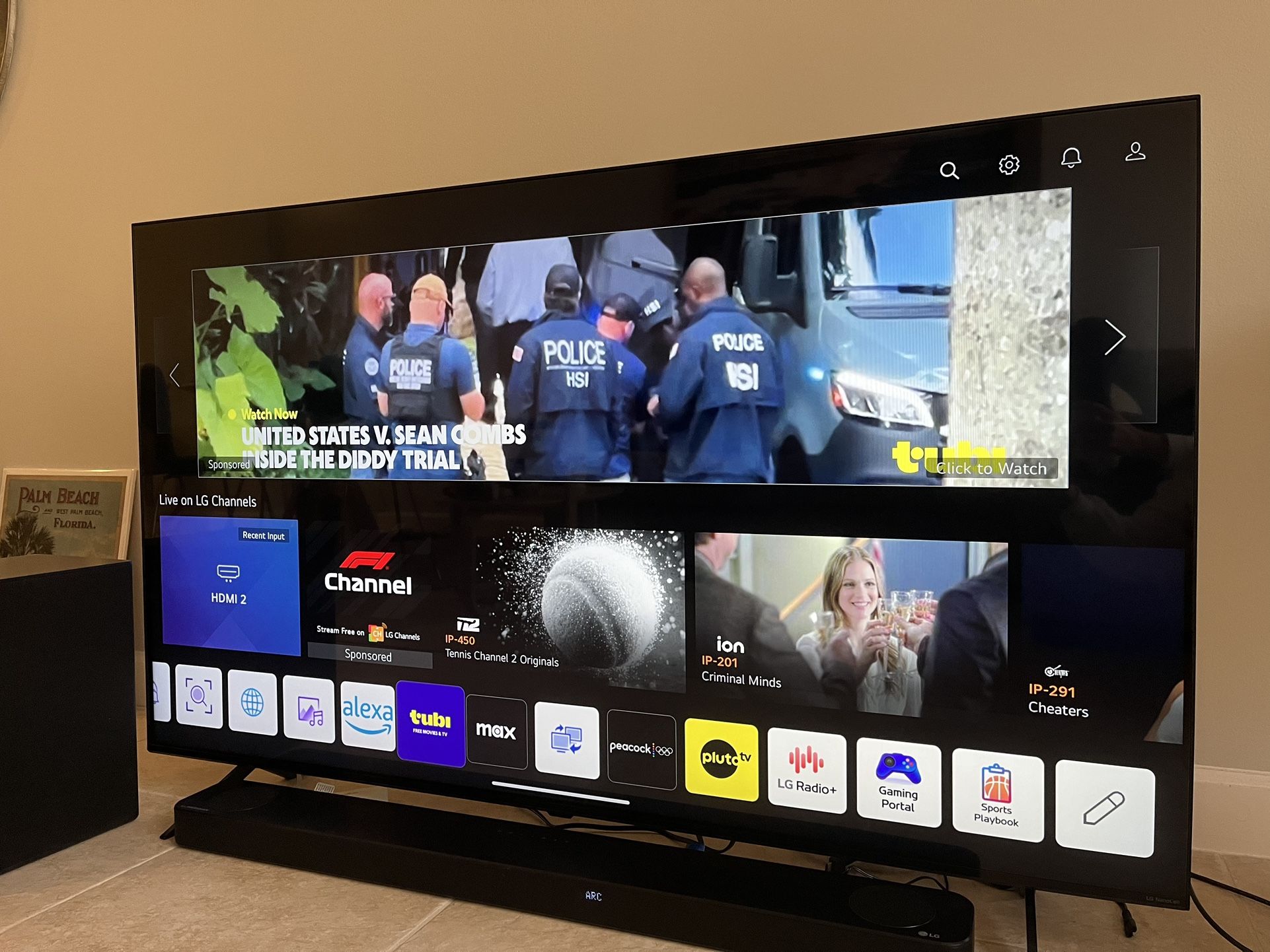 LG 65” 4K smart TV + LG soundbar & subwoofer