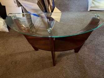 Wood console with glass top