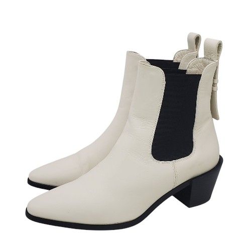 FRAME Chelsea Boots Womens 'Le Lexington' Off White Leather Sz EU 36/US 5.5 $498