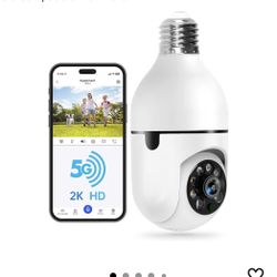 , WESECUU Light Bulb Security Camera -5G& 2.4GHz WiFi 2K Security Cameras Wireless Outdoor Motion Detection and Alarm,Two-Way Talk,Color Night Vision,