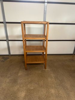 4-Tier Wooden Slatted Shelf Unit