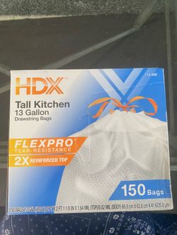 Trash Can Bag ,   Tall  Kitchen  13  Gallon  ,  Brand New   (  150  Bags )