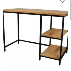 Natural Wood Colored Desk With Black.