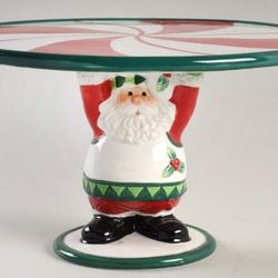 Ceramic Santa Claus pedestal cake stand