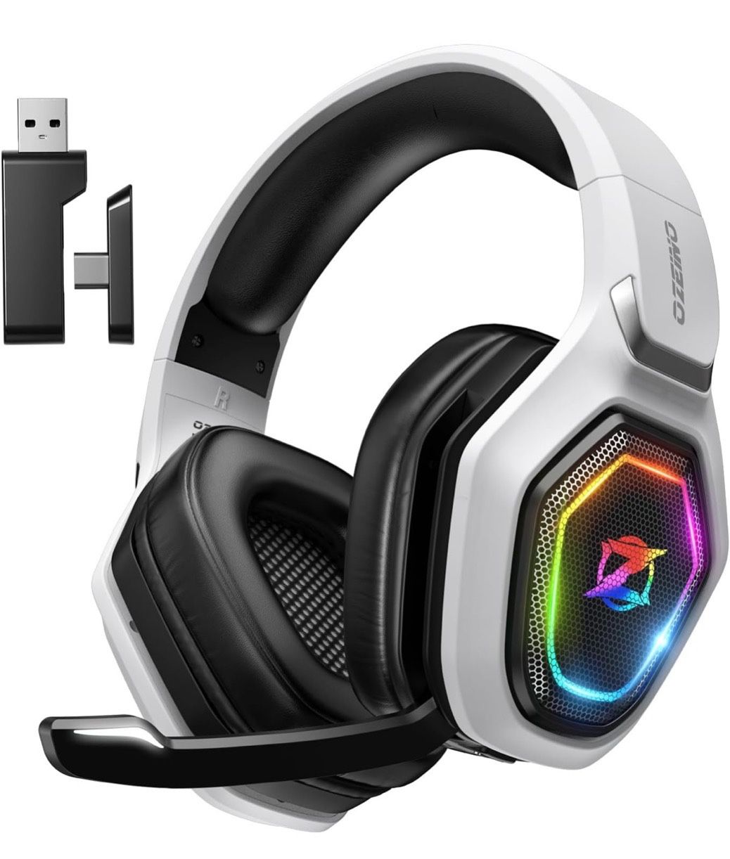 2.4GHz Wireless Gaming Headset for PC, Ps5, Ps4 - Lossless Audio USB & Type-C Ultra Stable Gaming Headphones with Flip Microphone, 40-Hr Battery Gamer