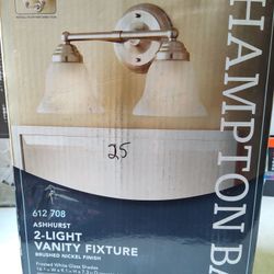 Hampton Bay Ashhurst 2 Light Bathroom Vanity Light Fixture In Brushed Nickel