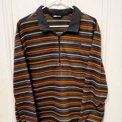 The Northface Men's Quarter Zip Gray Strip Sweatshirt XL