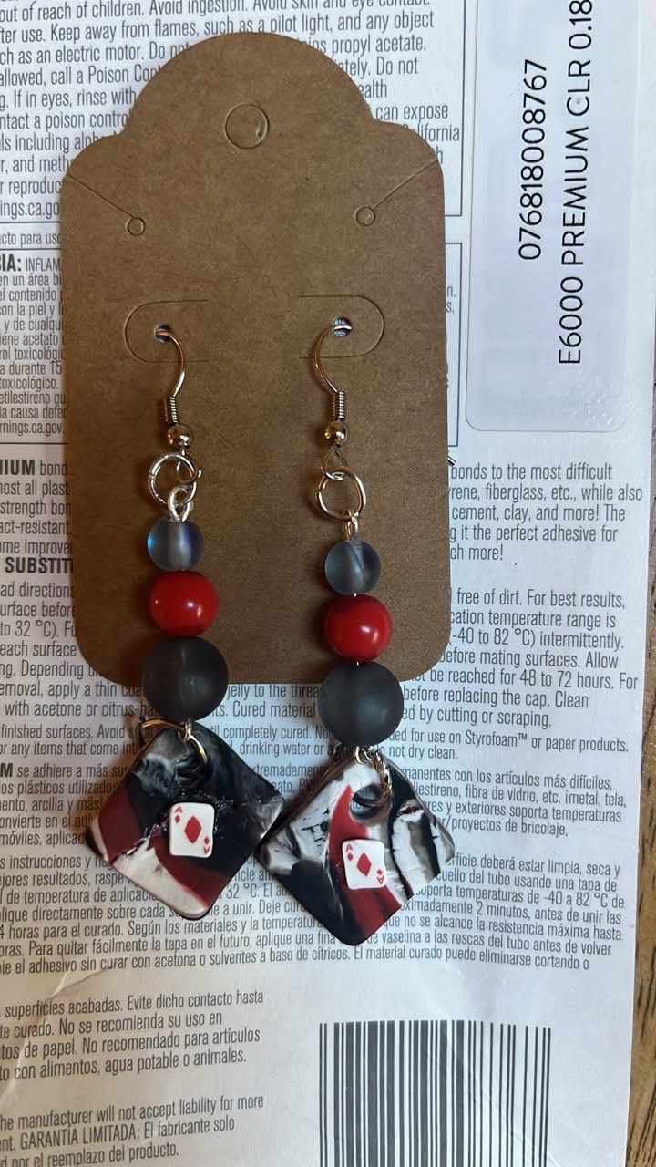 Handmade Harley Quinn Inspired Marbled Earrings