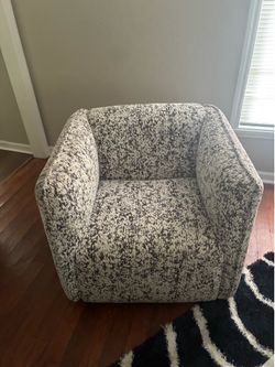 Swivel Chair With Plush Lumbar Pillow, Dark Gray/Black/White Pattern
