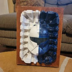 Custom Wall Mounted Split Star Wars Clone Trooper Helmet Face Art Piece