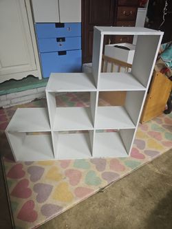 White Staircase Cube Storage Shelf