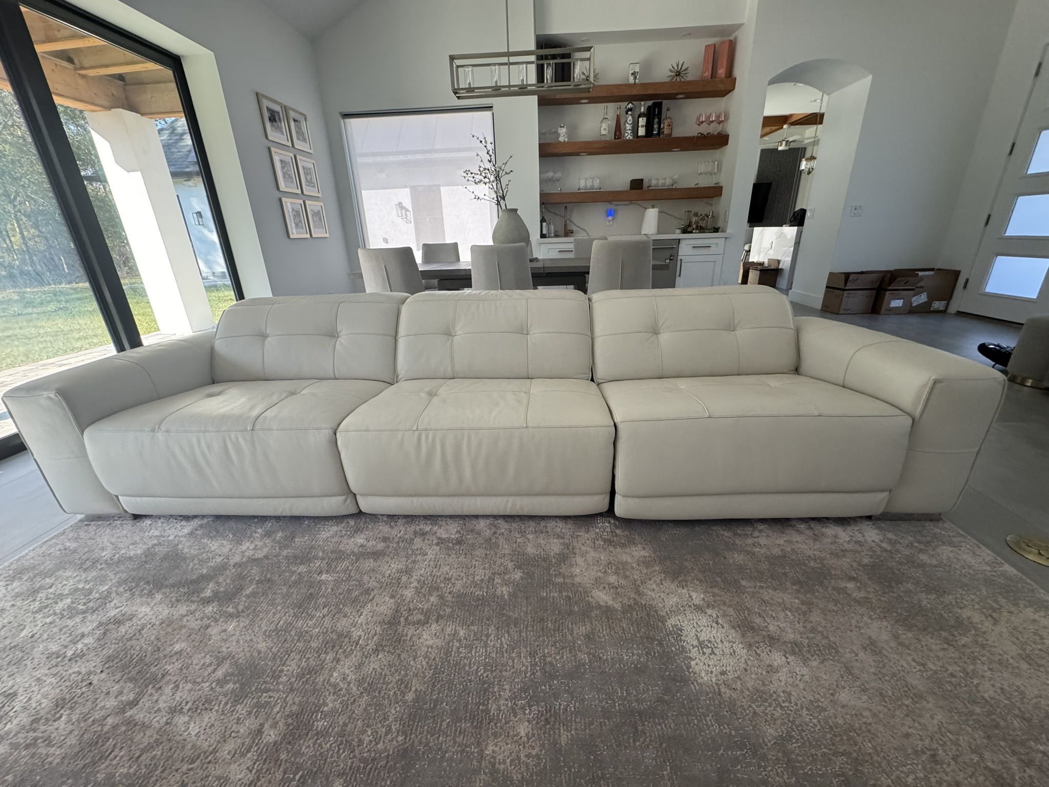 3 Piece White Leather Couch