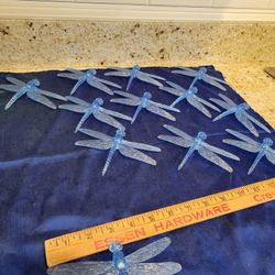 12 Hard Plastic Light Blue Dragonflies.   Decor/Crafts