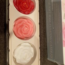 Avon Soft Rose Floating Candles X 2 Sets Of 3 