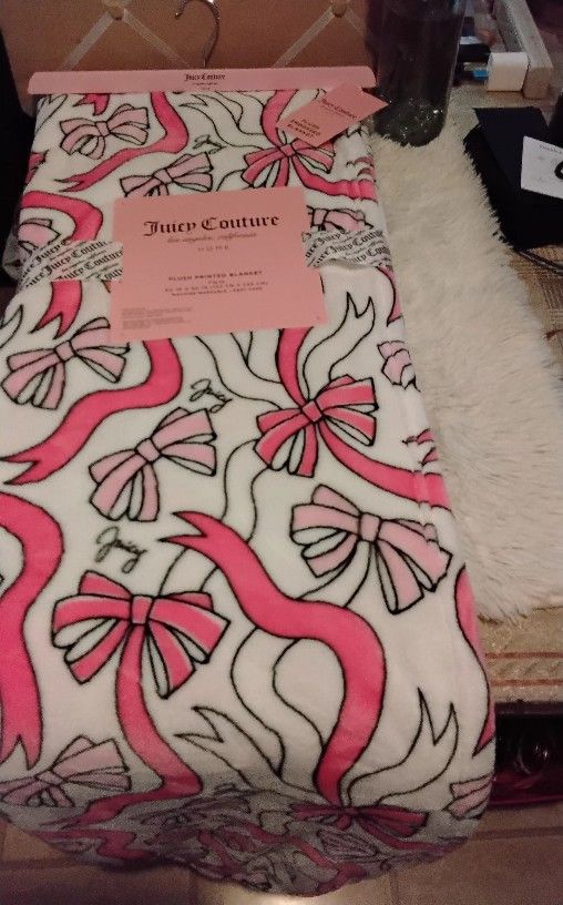 Gorgeous Juicy Couture Bow Throw Blanket Twin 60x90