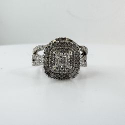Ladies 1/2ctw Diamond 10k White Gold Wedding Ring Set Size 7 11052939