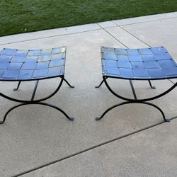 Wrought Iron Curule Style Stool