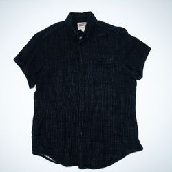 Naked & Famous Black Cotton Gauze Short Sleeve Shirt Medium