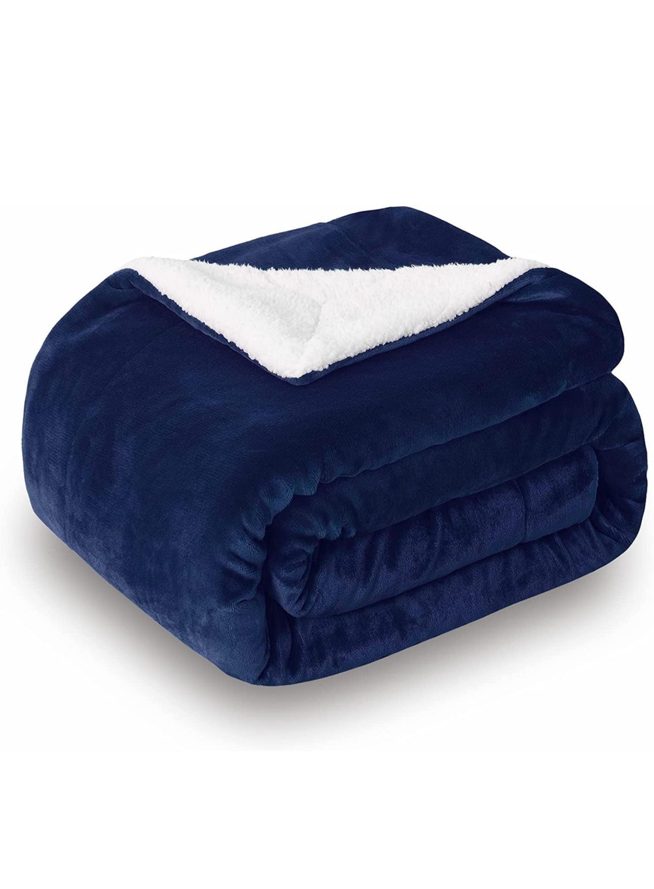 SOCHOW Sherpa Fleece Throw Blanket, Double-Sided Super Soft Luxurious Plush Blanket King Size 90 inchx108 inch, Navy Blue,