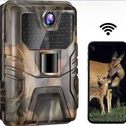 WiFi Trail Camera,4K 30MP Wireless Bluetooth Wildlife Camera with 64GB Card,Fast 0.2s Motion Activated 120°Angle Game Camera for Hunting,Ultra-Long St