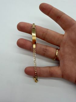 10KT Real Gold Cuban ID Bracelet For Kids