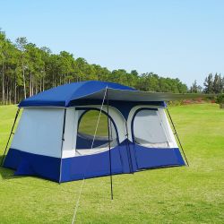 6-8 Person Camping Tent with Extended Vestibule，2 Room Weather Resistant Family Tents，Easy Install