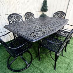 7pc Like New Hanamint Tuscany Outdoor Patio Dining Table Set