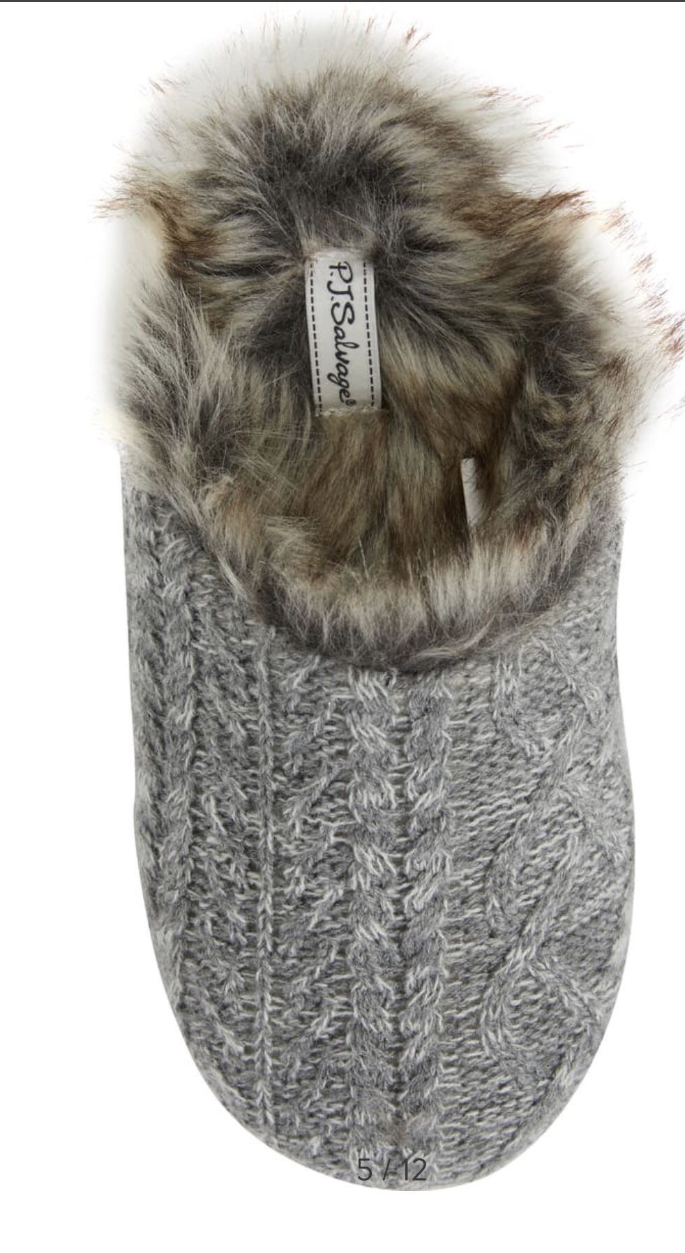 PJ Salvage Faux Fur Cable Knit Slippers