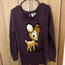 H&M Burgundy Bambi Oversized Sweater Size 6