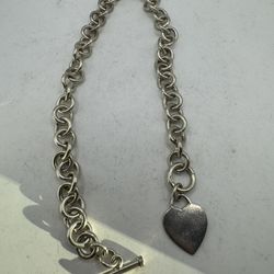 Vintage Heavy (66 Gram) Sterling Silver Heart Necklace 