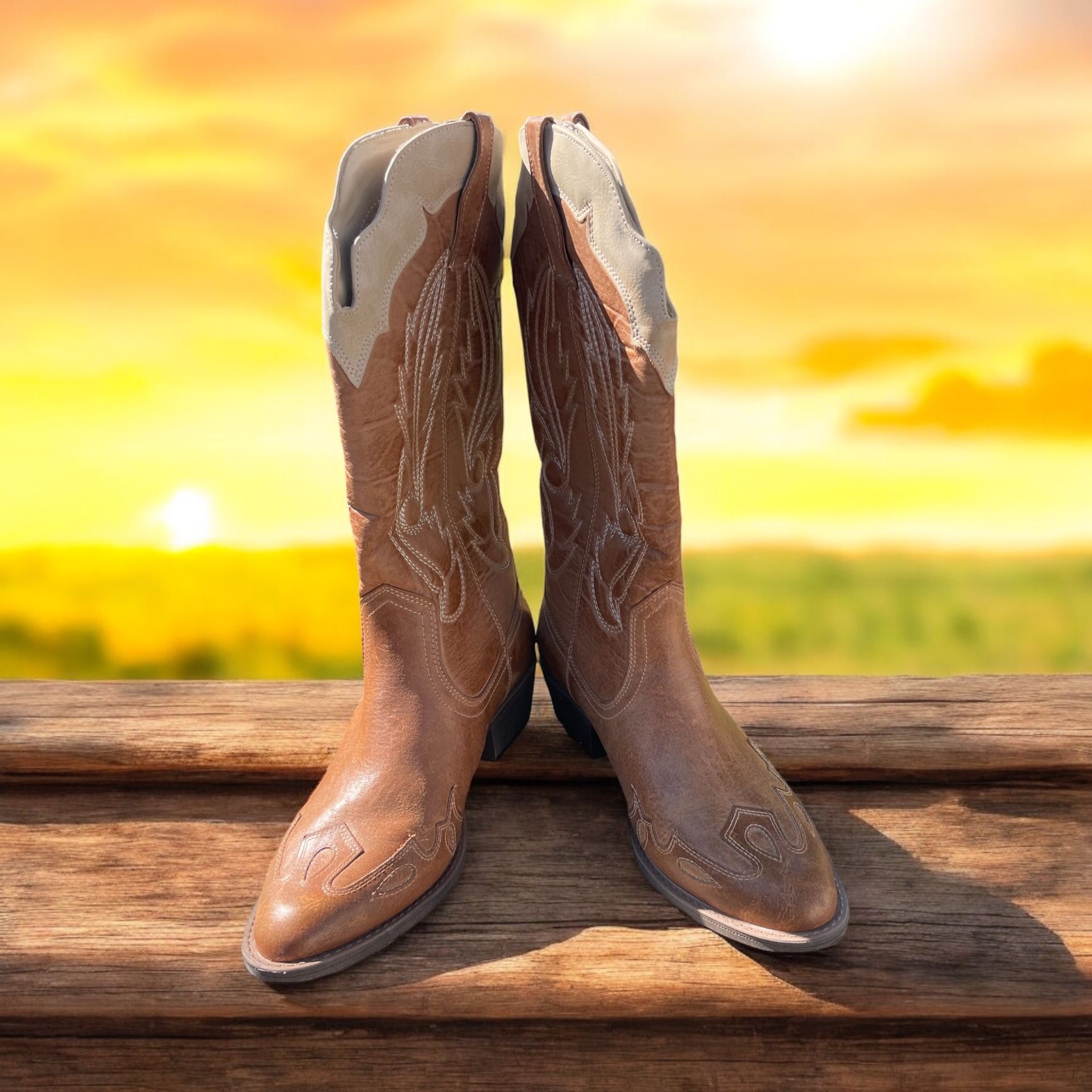 Western Boots Women Tan Size 10m