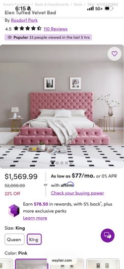 King pink bed frame OBO