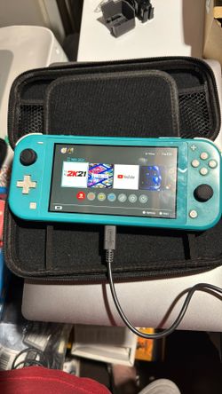 Nintendo Switch Lite Turquoise With Case And Charger