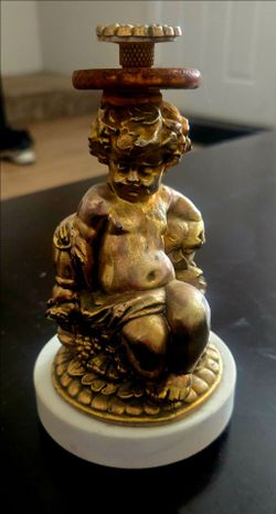Golden Christian Baby Decorative. Marble base, custom made.