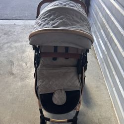 Lortsybab 2-in-1 Baby Stroller Newborn Toddler Convertible Pram Beige