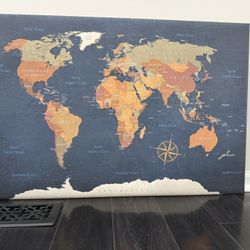 Beautiful World Map Canvas with flags 