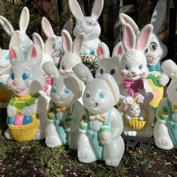 2 FOR $75 Easter Bunny Rabbit Blow Molds -Vintage Easter