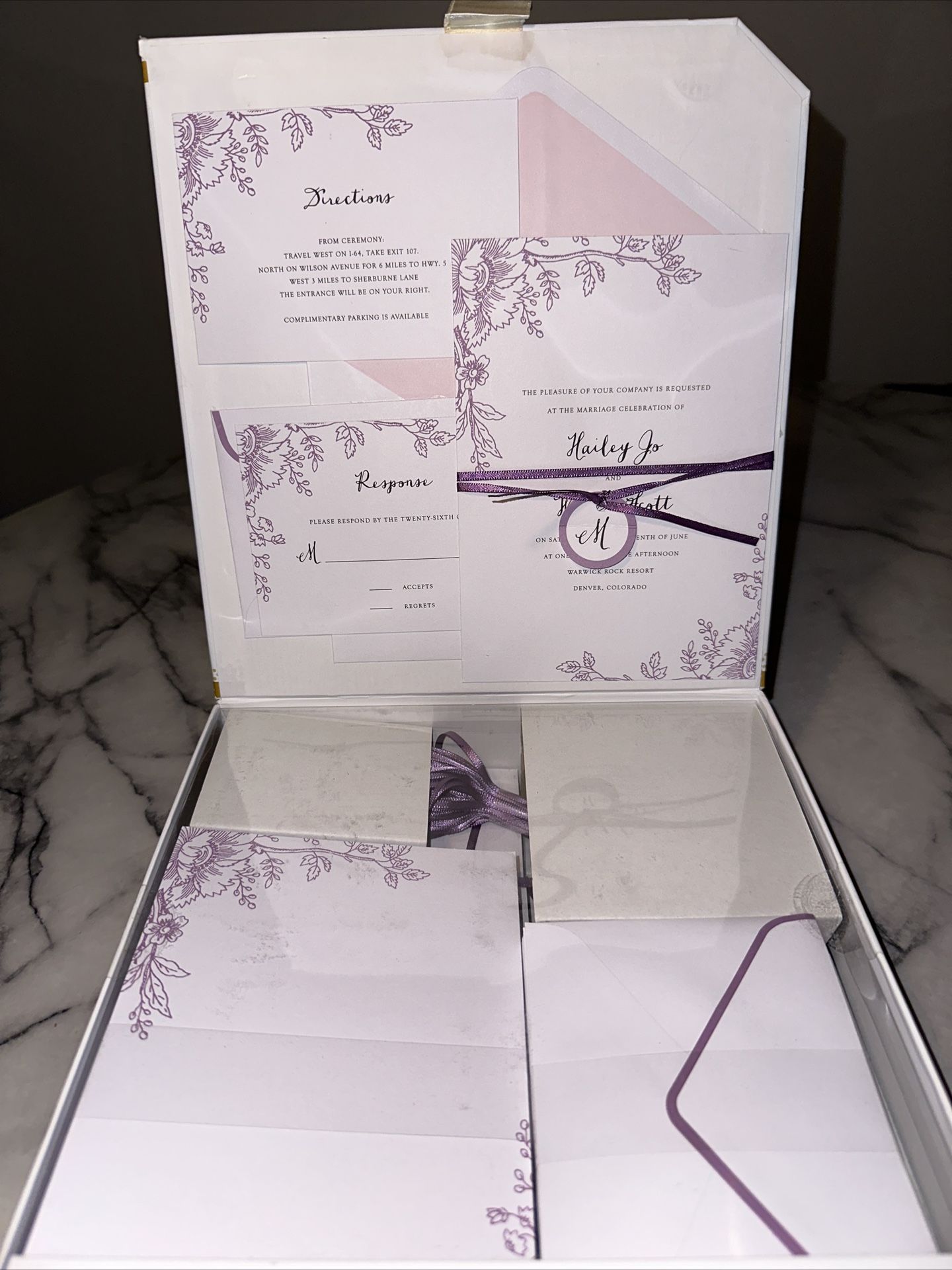 NIB 150 Piece Customizable Wedding Invitation Kit 30 Sets Envelopes RSVP Prints