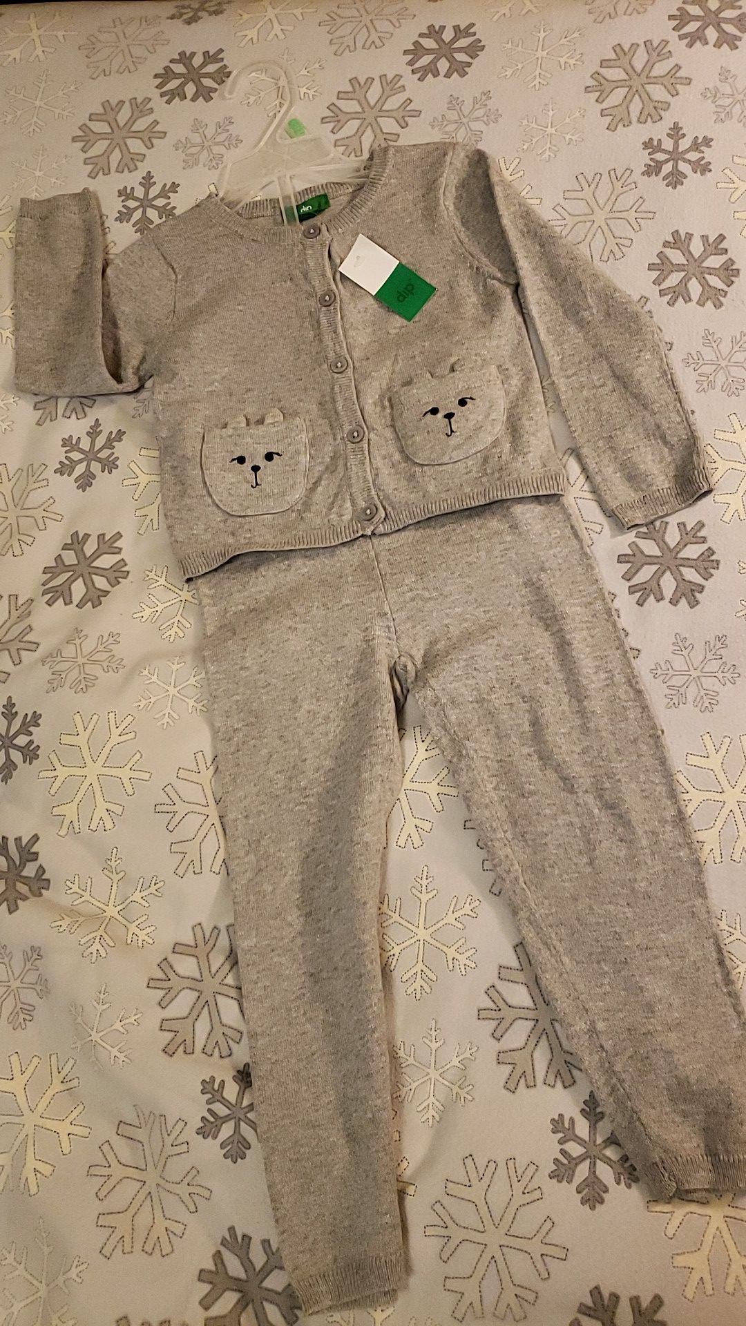 NEW DIP BABY GIRL GRAY SWEATER SET 2 PIECES