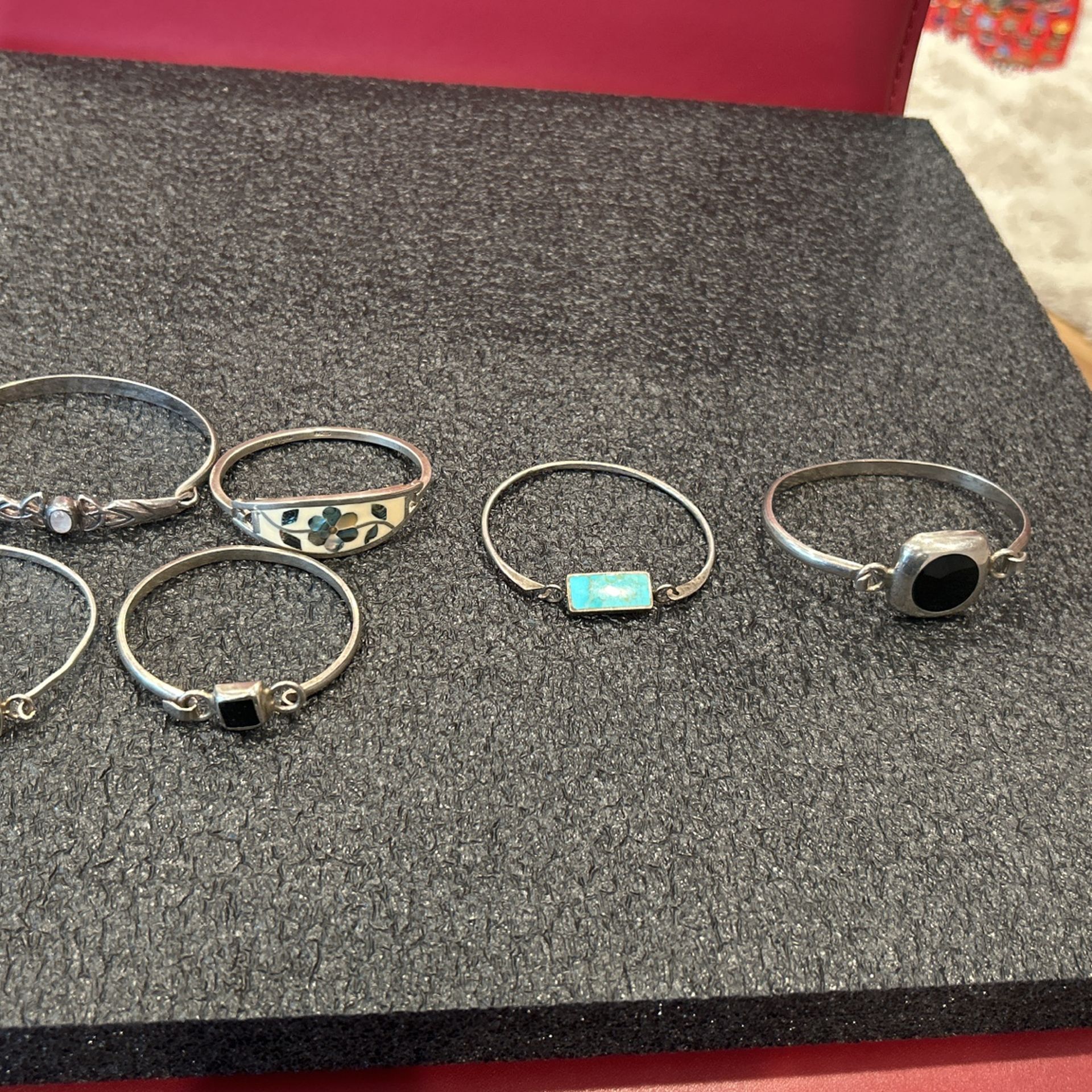 Vintage Sterling Silver Bracelets With Stones