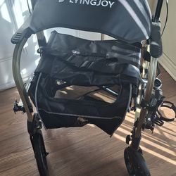 Foldable Rollator Walker with Seat for Seniors,Lightweight 2-in-1 Rolling Walkers and Wheelchair Combo with Adjustable Handle Height,Transport Chair w