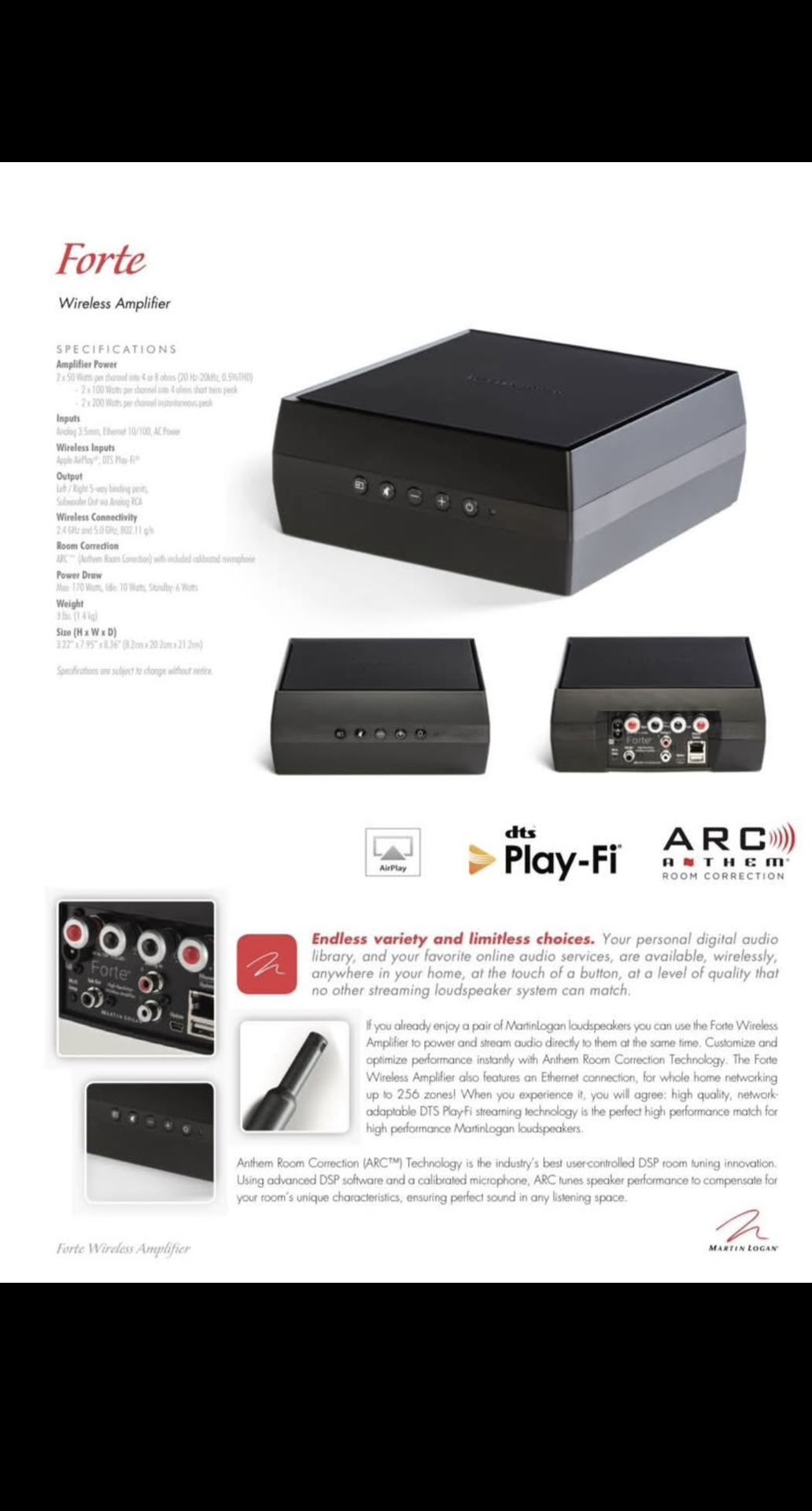 Martin Logan Forte Streaming Amp