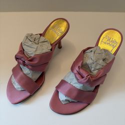 Will’s Fancy Pink Satin Heeled Sandals Size 6 M New Made in Italy