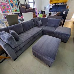 corduroy sectional sofa with ottoman