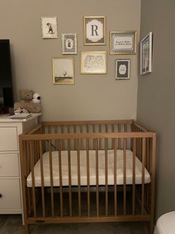 Wooden Mini Crib – Space Saving (40" x 26") - Good Condition