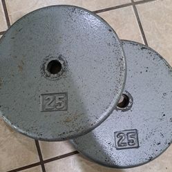 Pair Of 25 Lbs Weight Plates 1 Inch Hole