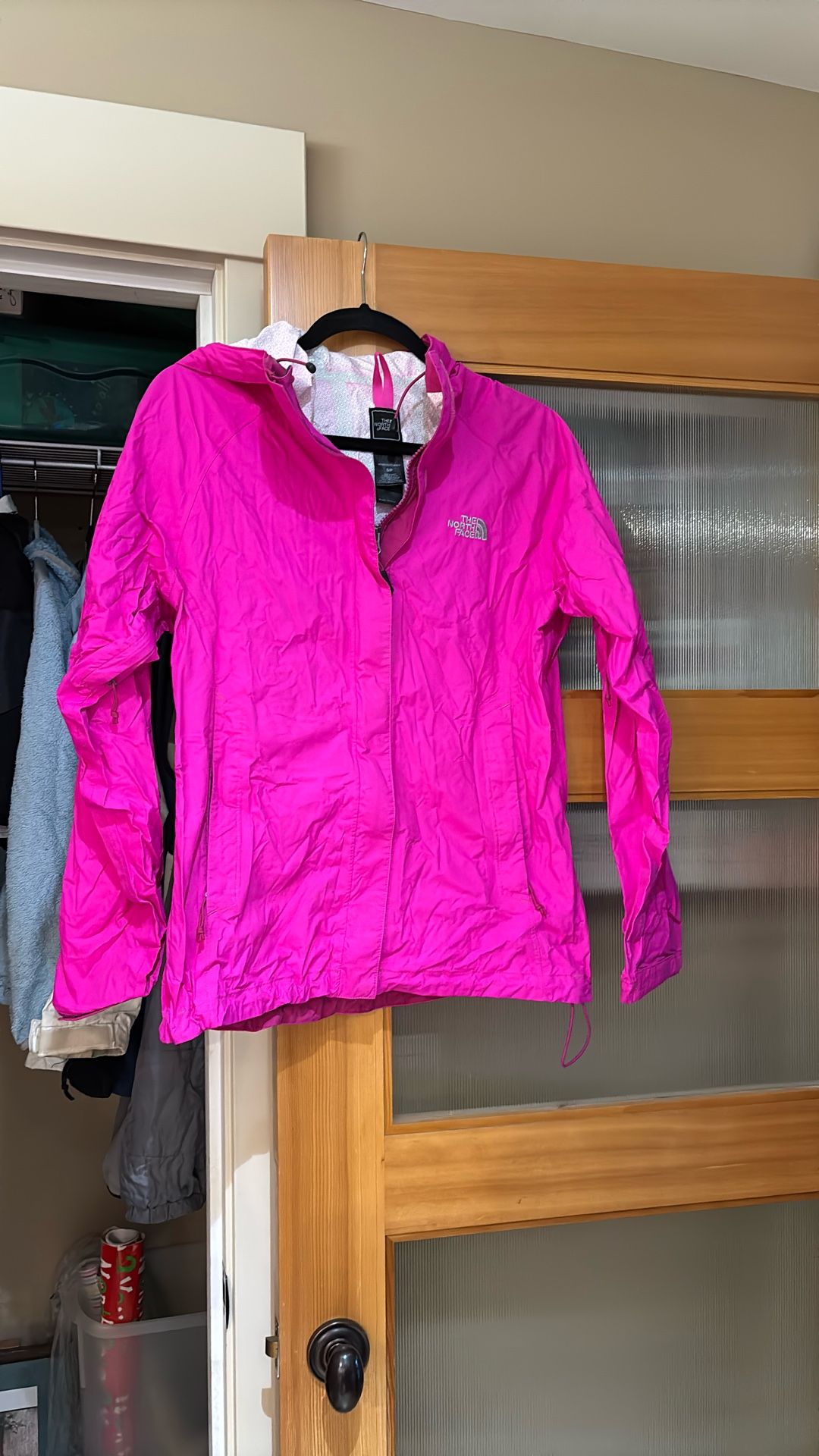 Hot pink ladies, small the Northface rain jacket