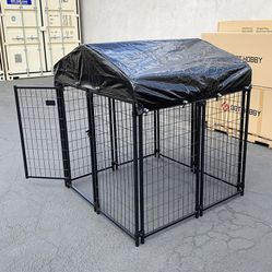 $170 (New in box) Heavy duty kennel with cover dog cage crate pet playpen (4’l x 4’w x 4.5’h)