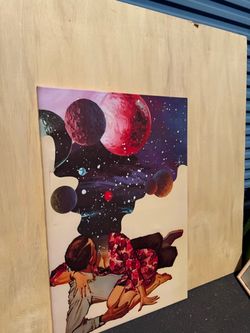 Large 24x36 Space Couple Canvas Wall Art