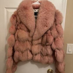 Pink  fox fur coat
